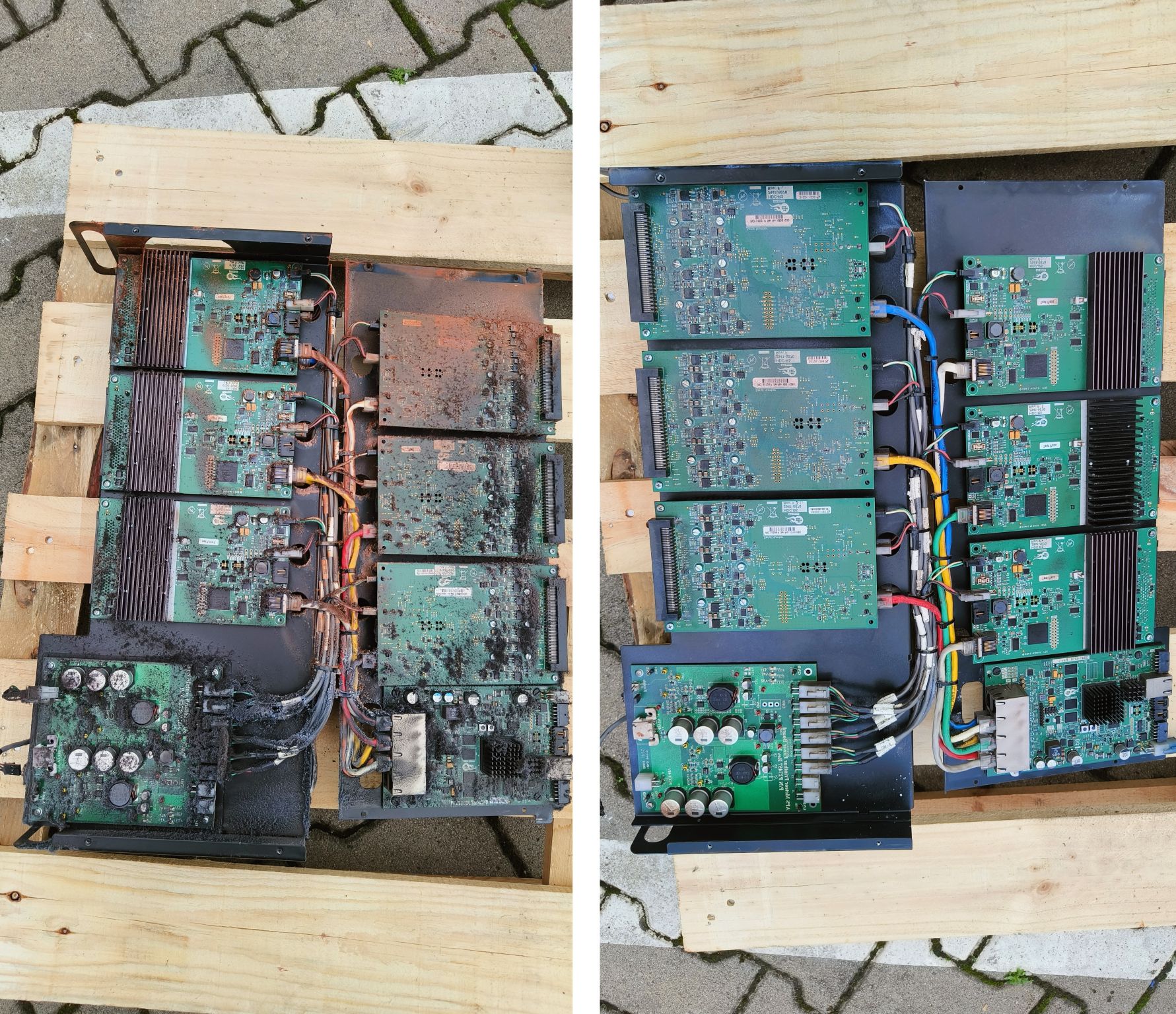 Elektronika przemysłowa przed i po czyszczeniu
